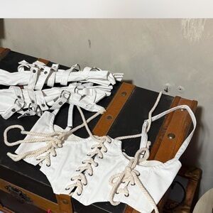 White lace up under bust corset